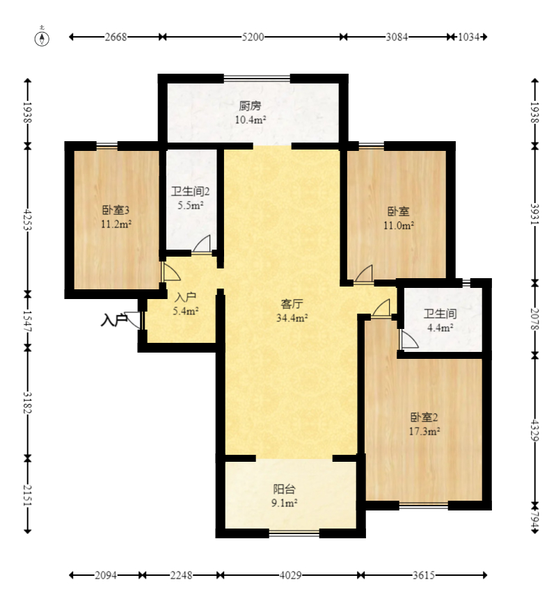 中交中央公园D4区  3室2厅2卫   132.80万室内图1