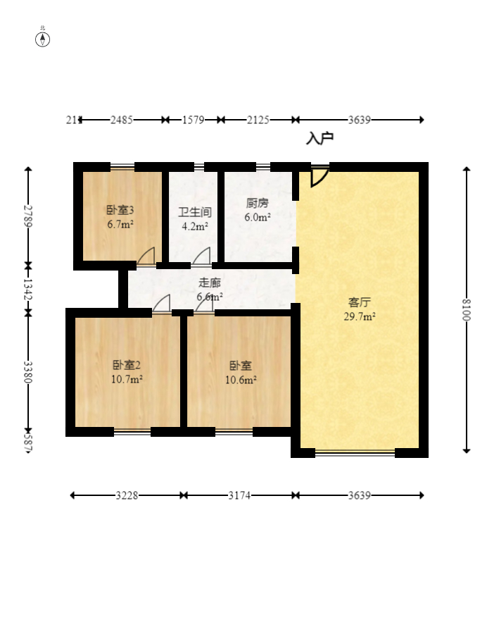 芙蓉万国城MOMA（卓越汇富苑）  3室2厅1卫   86.00万室内图1