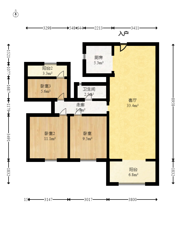 南益名士豪庭  3室2厅1卫    98.0万 南益名士豪庭  3室2厅1卫    98.0万户型图