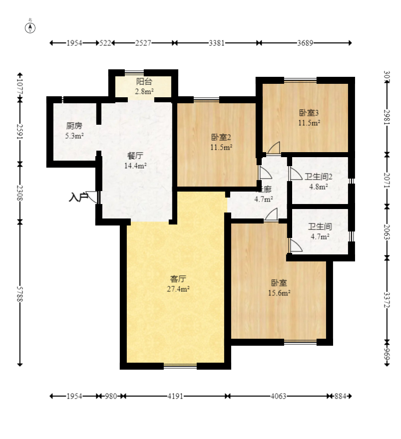 高林仕家 3室2厅2卫 89.8万 高林仕家 3室2厅2卫 89.8万户型图
