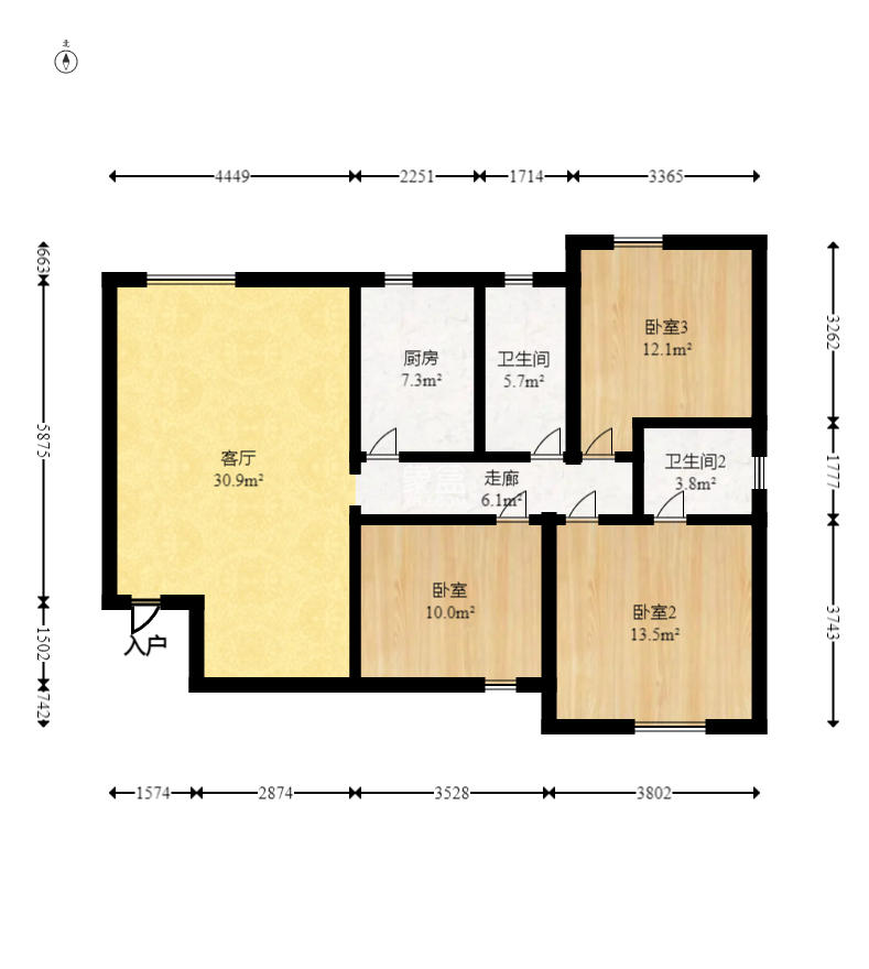 爵士湘 3室2厅1卫 50.0万 爵士湘 3室2厅1卫 50.0万户型图