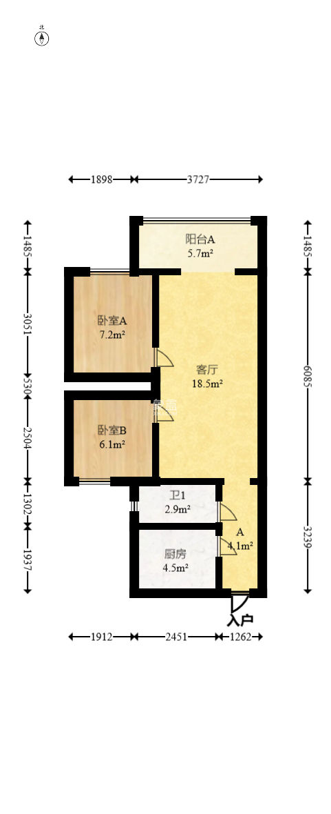 金轮星光名座  2室1厅1卫   65.00万