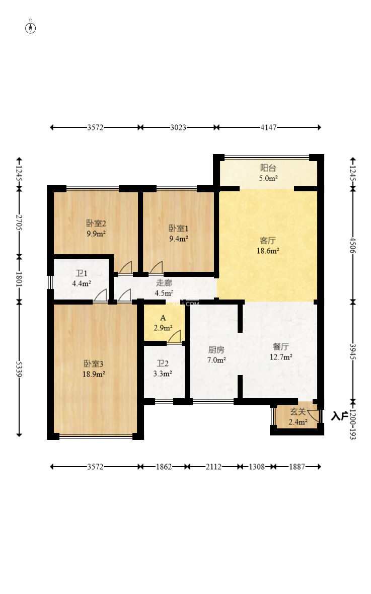 德茂公寓  3室2厅1卫   115.00万