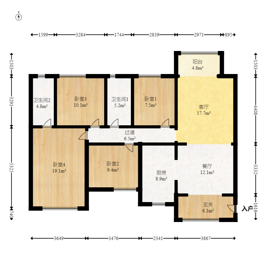 时代倾城.时代遇见 4室2厅2卫 139.0万 时代倾城.时代遇见 4室2厅2卫 139.0万户型图