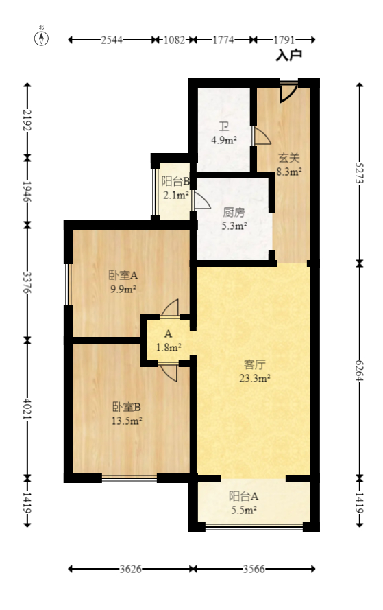 福泽园  2室2厅1卫   78.00万室内图1