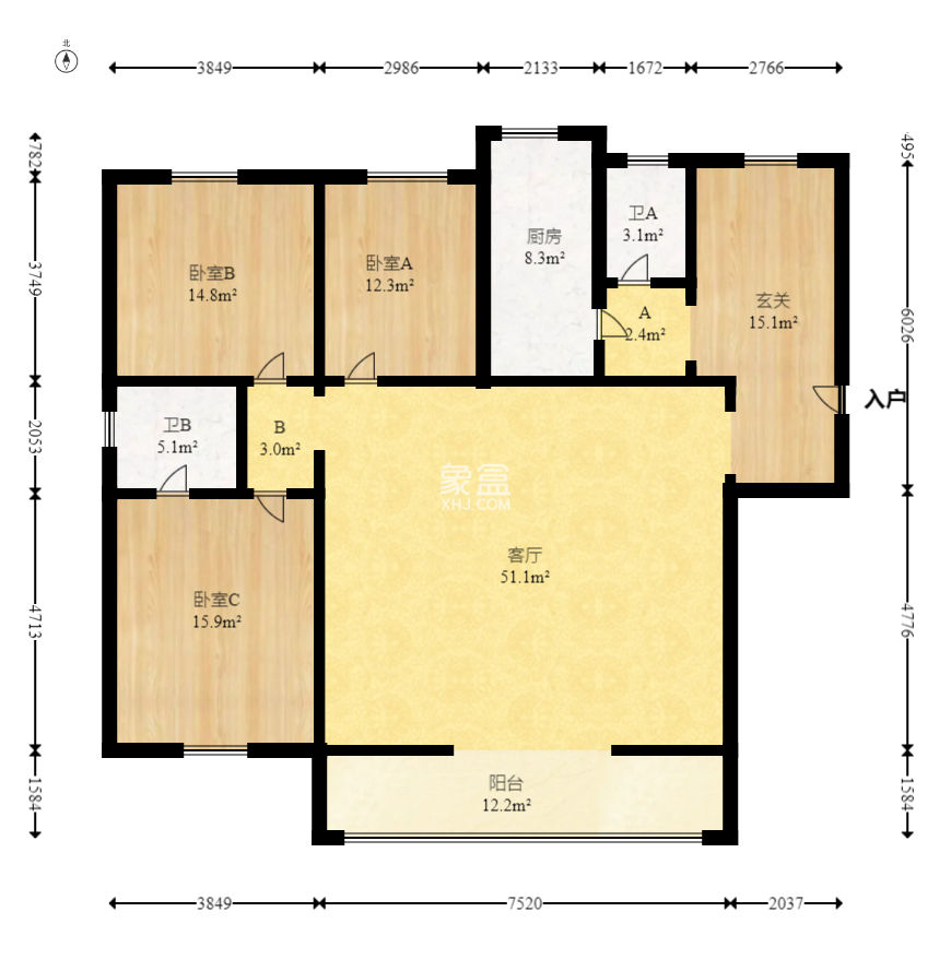 黄兴北路42号  1室0厅0卫   118.00万