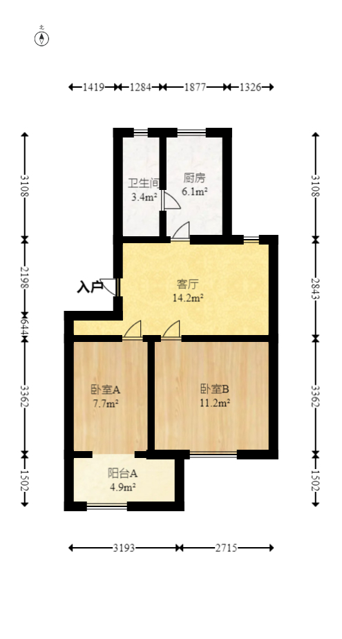 牛婆塘社区  2室2厅1卫   41.80万室内图1