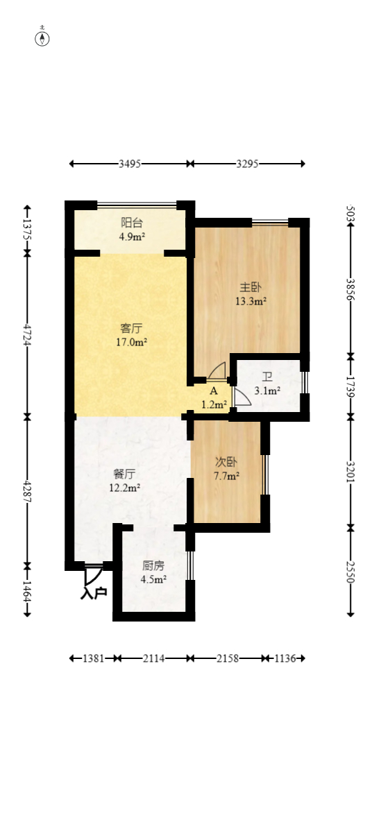 水岸世景  2室1厅1卫    60.8万 水岸世景  2室1厅1卫    60.8万户型图