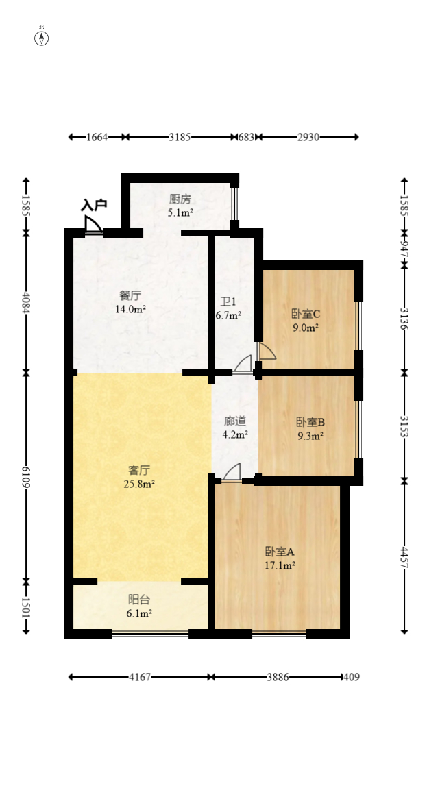 江山帝景哈佛 3室2厅1卫 92.0万 江山帝景哈佛 3室2厅1卫 92.0万户型图