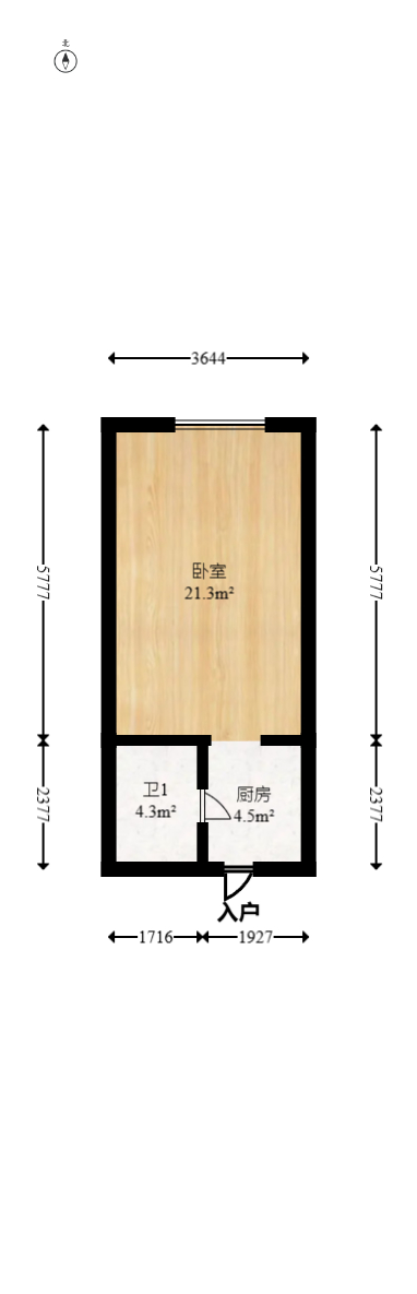 中海国际二期  1室1厅1卫   17.50万室内图1