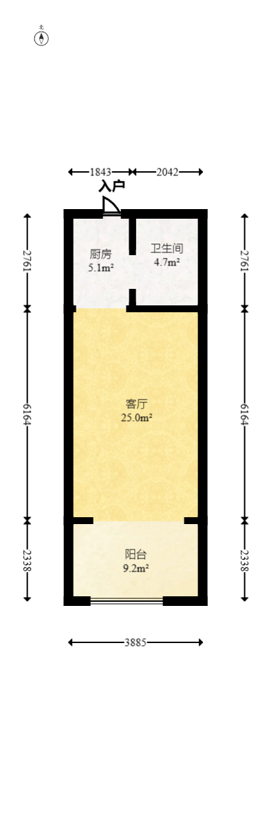 鑫远悦城（鑫远悦时代）  1室1厅1卫   38.00万室内图1