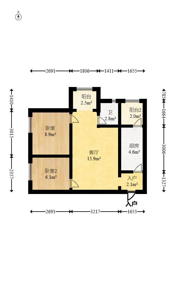 荣泰广场 2室2厅1卫 52.0万 荣泰广场 2室2厅1卫 52.0万户型图