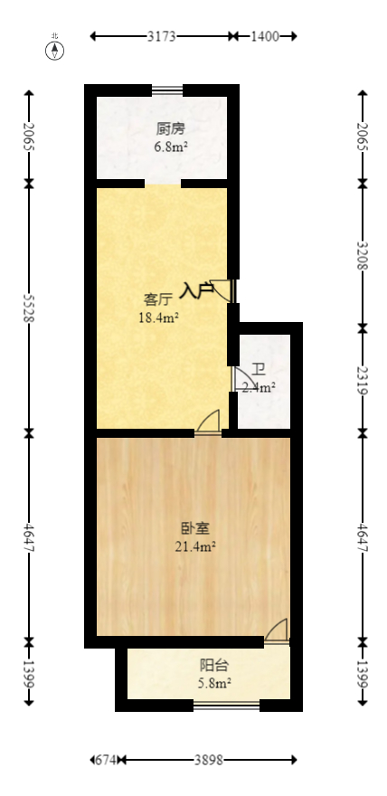 砂子塘社区  1室2厅1卫   46.80万室内图1