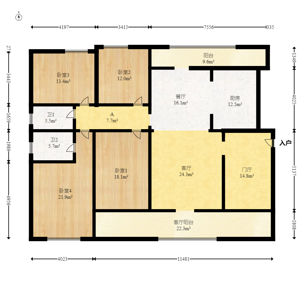 华菱嘉园  4室2厅2卫    198.0万 华菱嘉园  4室2厅2卫    198.0万户型图