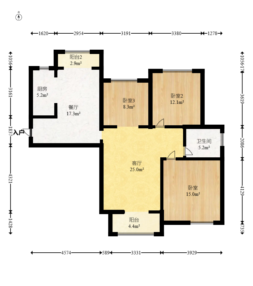 光明城市（星辰青年城）  3室2厅1卫   59.90万室内图1