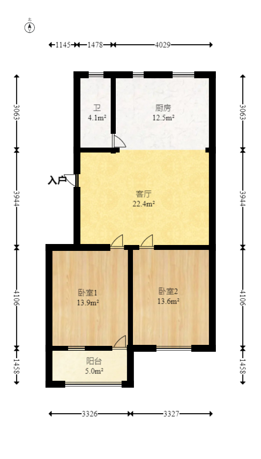 骆家坝小区  2室1厅1卫   41.30万室内图1