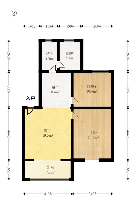桔洲新苑（桔洲印象）  2室2厅1卫   45.00万室内图1