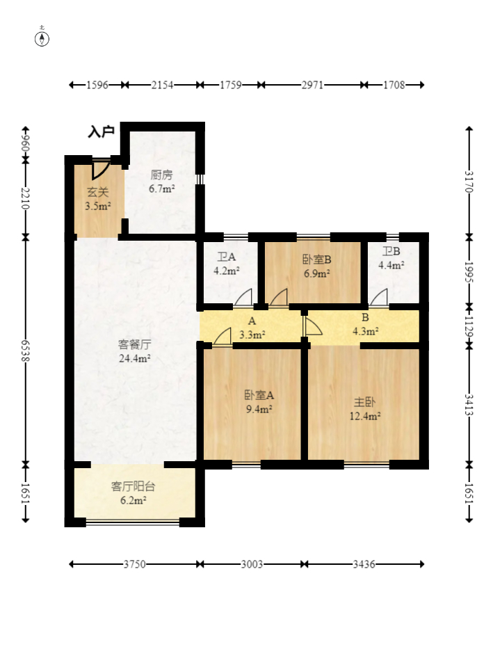 保利海德公园  3室2厅2卫   202.00万室内图1