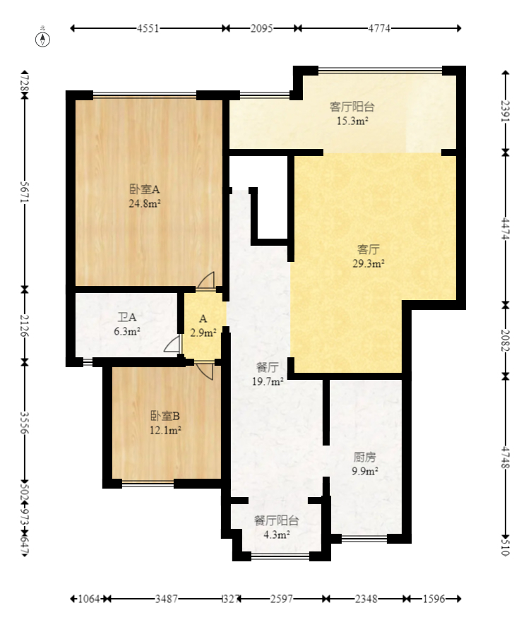 八方小區(qū)A區(qū)  5室2廳2衛(wèi)    725.0萬室內(nèi)圖1