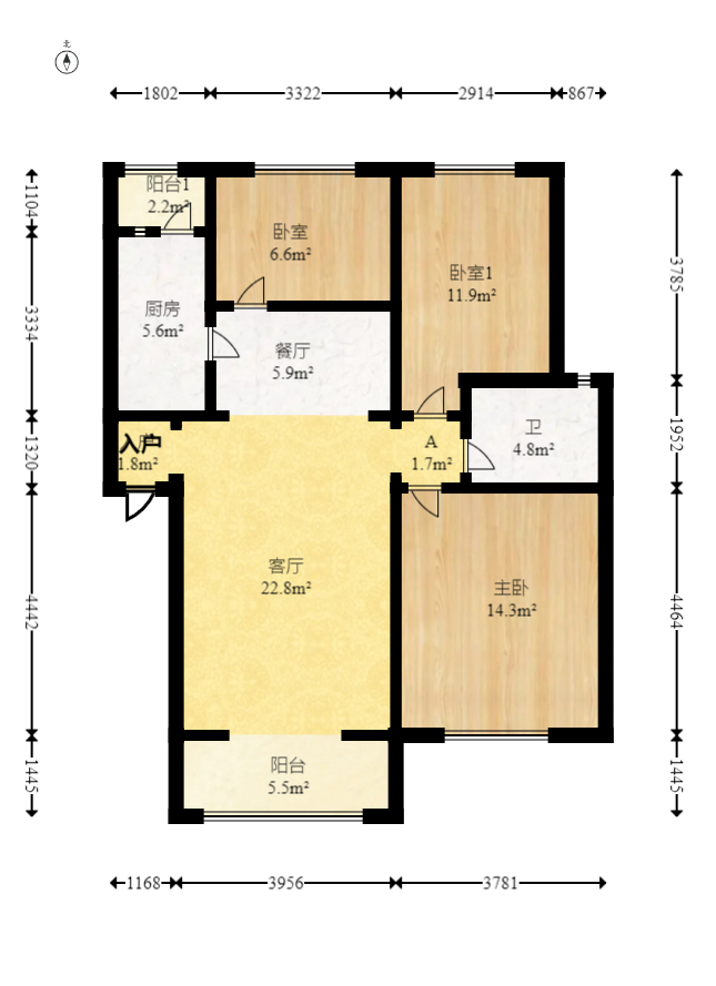 山水湾  3室2厅1卫   59.90万室内图1
