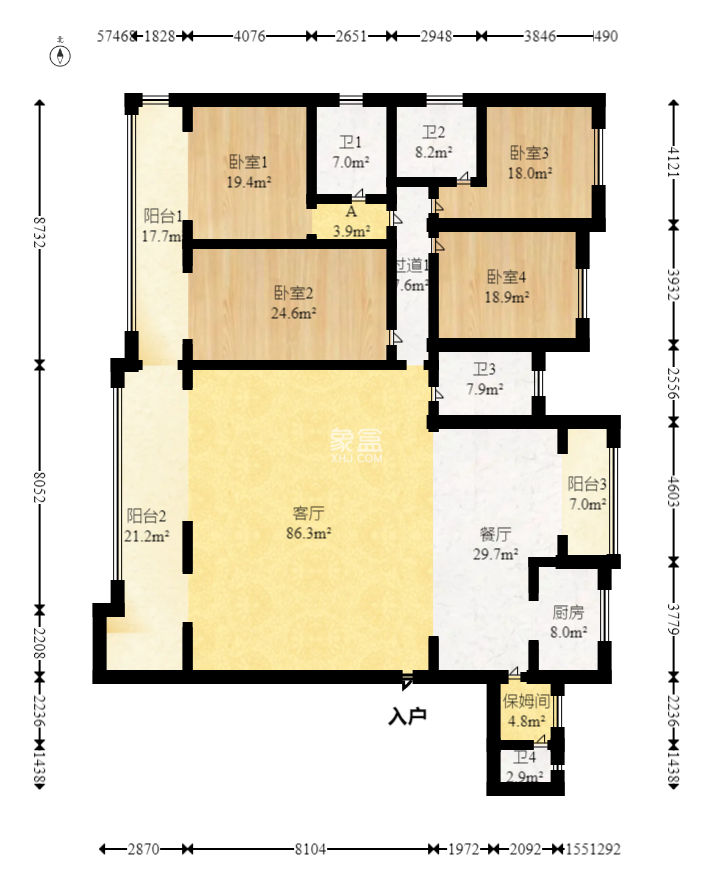 中建江山壹号  4室2厅2卫   899.00万