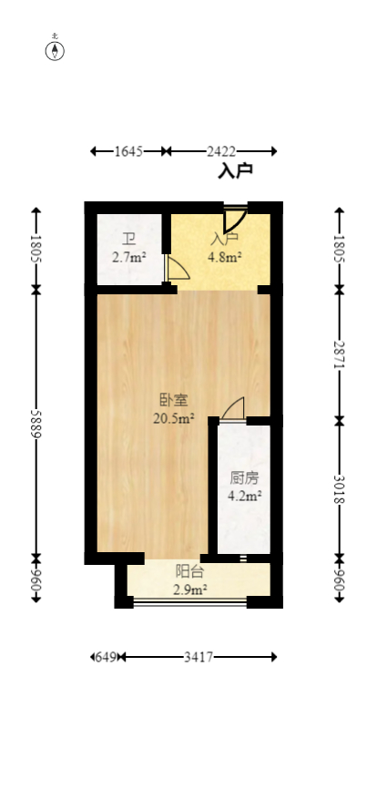 第六都（陆都小区）  1室1厅1卫   67.80万室内图1