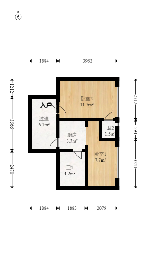 君合天玺  1室1厅1卫   44.00万室内图1