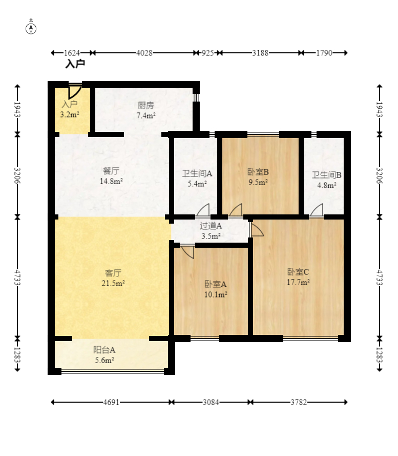 碧桂园南城首府(东宸林海) 3室2厅1卫 82.00万 碧桂园南城首府(东宸林海) 3室2厅1卫 82.00万户型图
