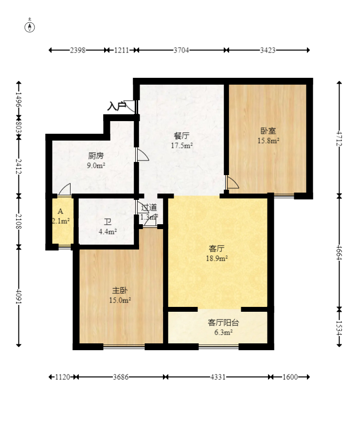 长永佳苑 2室2厅1卫 41.0万 长永佳苑 2室2厅1卫 41.0万户型图