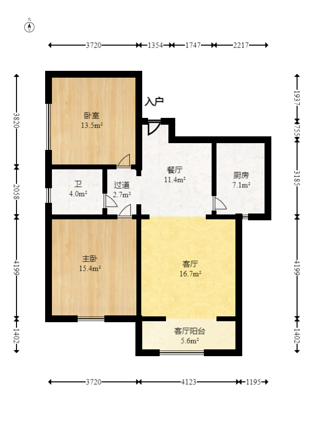 楚天世纪城西苑  2室2厅1卫   52.80万室内图1