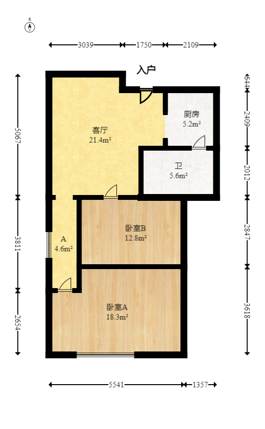 月湖兰庭  2室1厅1卫   50.00万室内图1