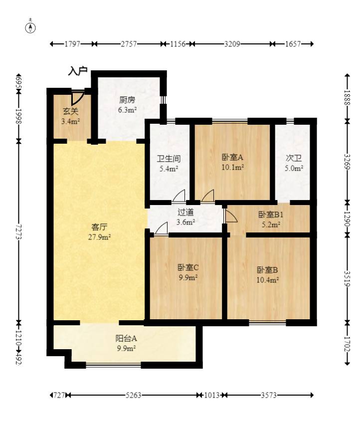 旭辉雨花郡  3室2厅2卫   175.00万室内图1