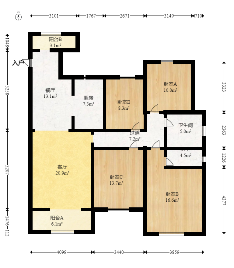 绿地长沙城际空间站（绿地新里佳苑）  4室2厅2卫   160.00万室内图1