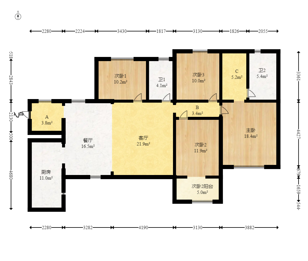 华润凤凰城三期 4室2厅1卫 124.0万 华润凤凰城三期 4室2厅1卫 124.0万户型图