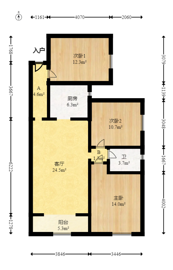 松雅湖壹号  3室2厅1卫   81.00万室内图1