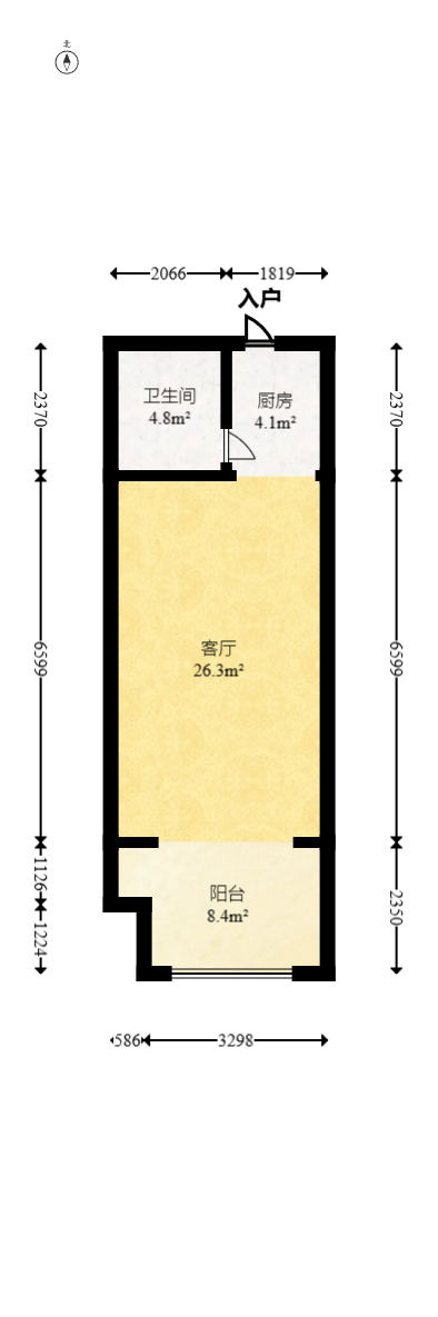 鑫远悦城（鑫远悦时代）  1室1厅1卫   40.00万室内图1