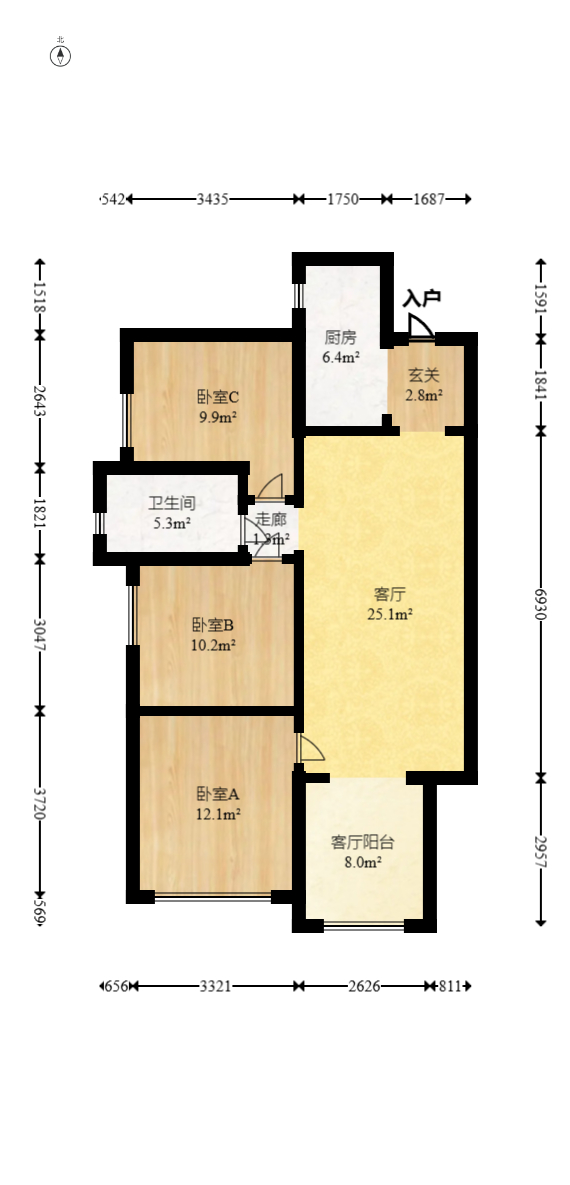 汇金城/嘉华城（二期、三期）  3室2厅1卫   112.00万室内图1