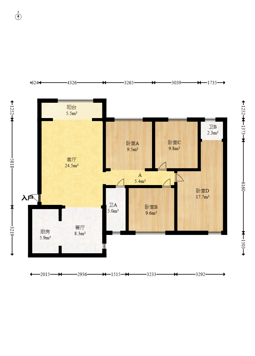 凯富南方鑫城 4室2厅2卫 82.0万 凯富南方鑫城 4室2厅2卫 82.0万户型图