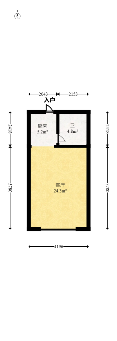 梅溪湖金茂湾  1室1厅1卫    49.88万室内图1