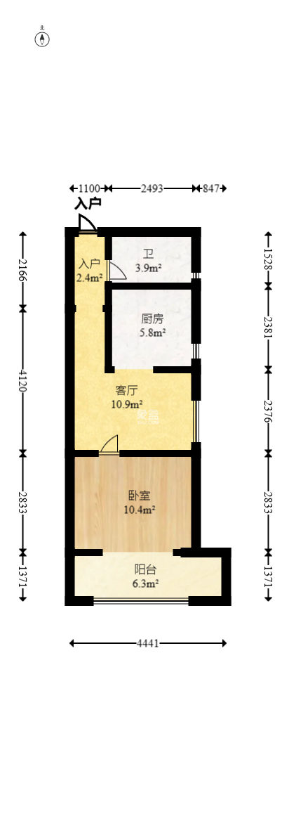 阿普阿布  1室1厅1卫   45.00万