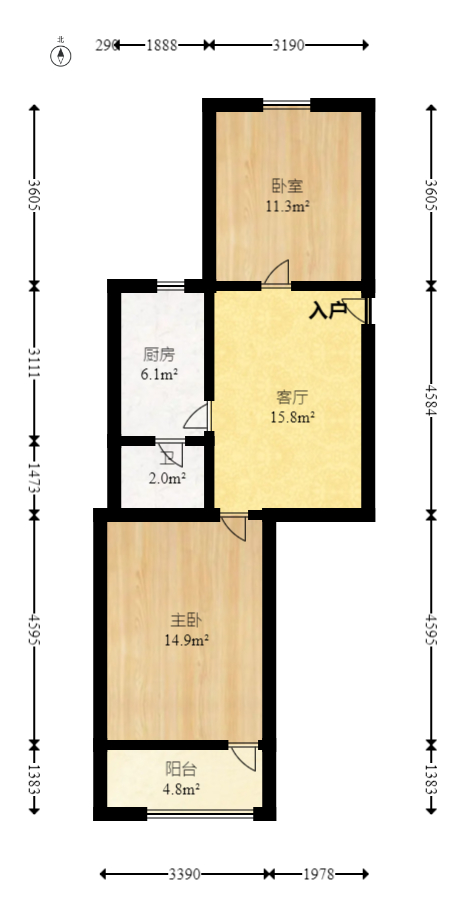 医药公司宿舍（卫国街）  2室1厅1卫   49.50万室内图1