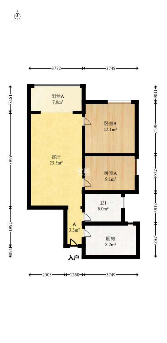 金轮星光名座  2室1厅1卫   75.00万