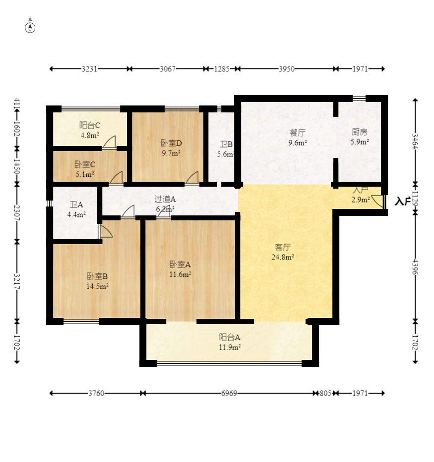 中建嘉和城 4室2厅2卫 110.0万 中建嘉和城 4室2厅2卫 110.0万户型图