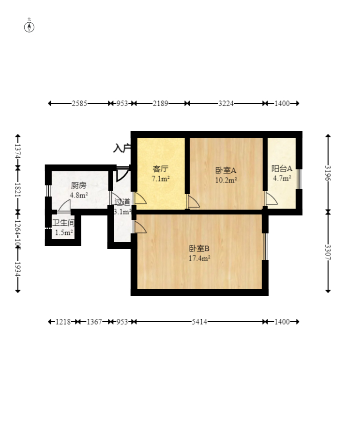 东瓜山一村  2室1厅1卫   34.80万室内图1