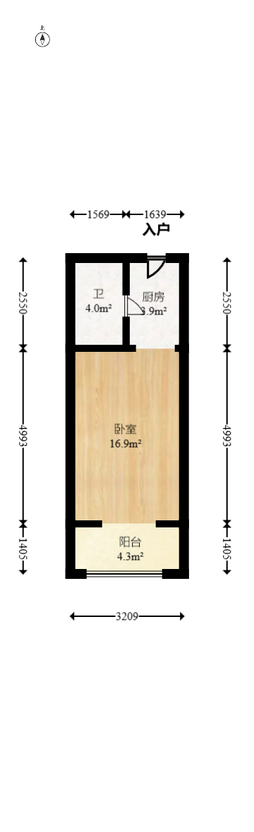 芒果天地(芒果雅苑)  1室1厅1卫   31.00万室内图1