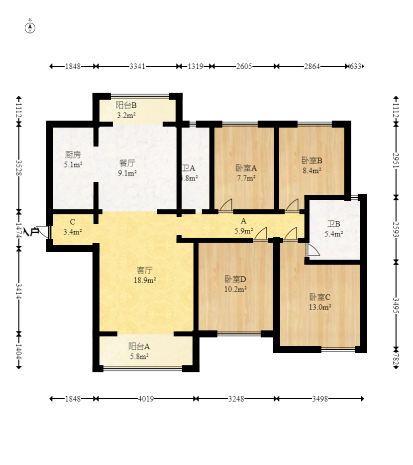 中建璟和城  4室2厅2卫   105.00万室内图1