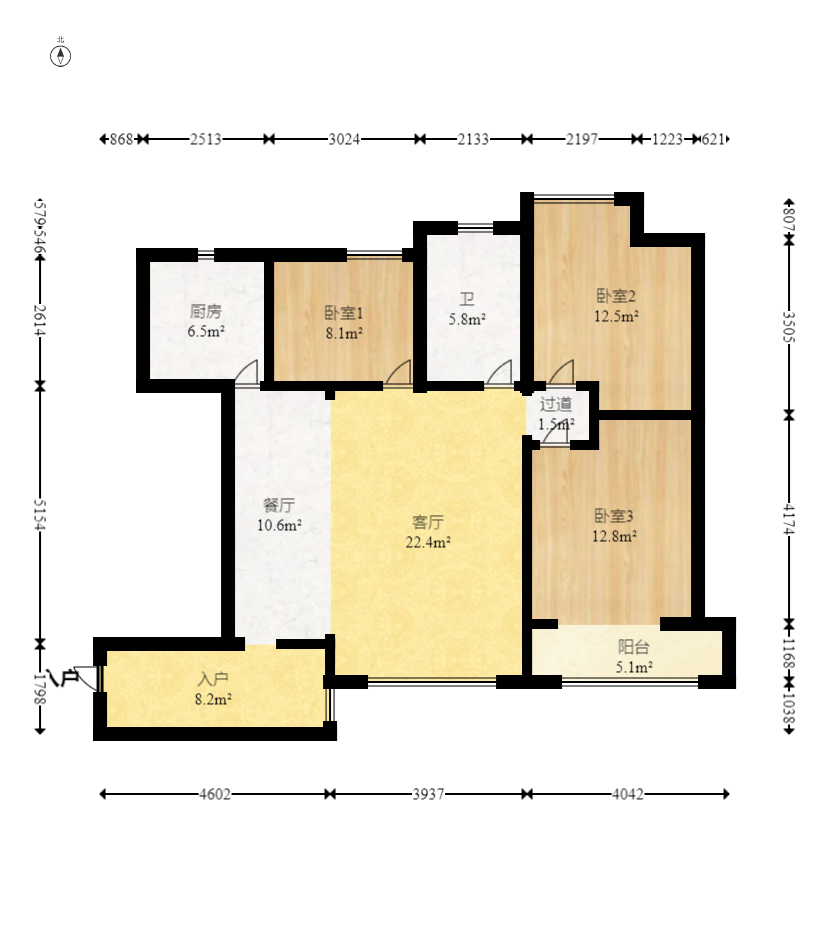 泊爱蓝湾  3室2厅1卫    95.0万 泊爱蓝湾  3室2厅1卫    95.0万户型图