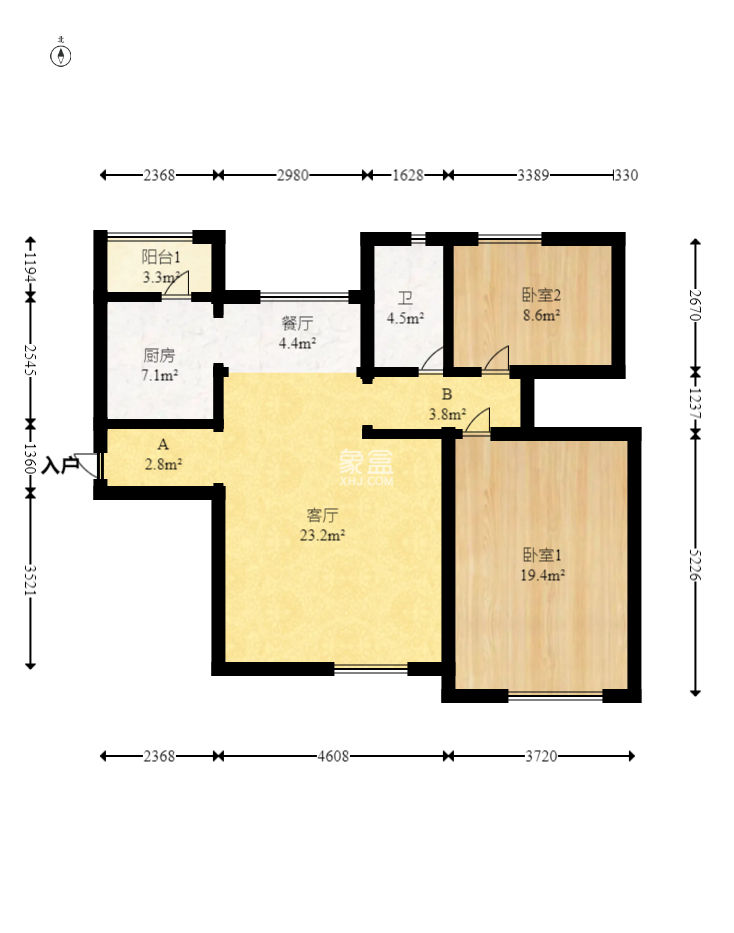 新城新世界一二三期  2室2厅1卫    90.0万