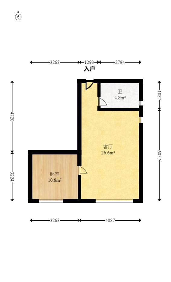 奥园城市天骄一期  1室1厅1卫   52.80万室内图1