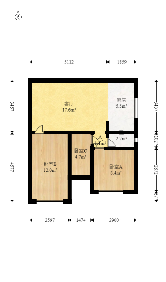 佳兴国际汇 2室1厅1卫 72.0万 佳兴国际汇 2室1厅1卫 72.0万户型图